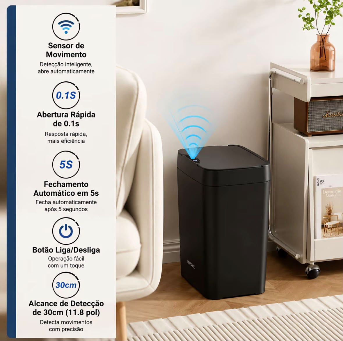 Sensor detecta em 0,1 segundo e fecha sozinho em 5 segundos
