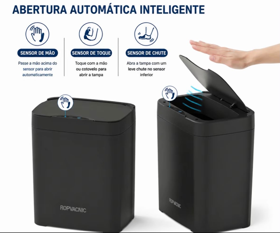 Abertura automática inteligente por sensor de mão, toque e pé